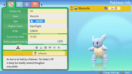 Pokemon Brilliant Diamond and Shining Pearl Wartortle 6IV-EV Trained - Pokemon4Ever