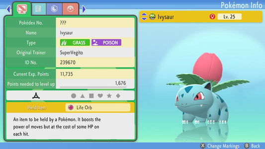 Pokemon Brilliant Diamond and Shining Pearl Ivysaur 6IV-EV Trained - Pokemon4Ever