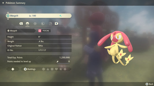 Pokemon Legends Arceus Shiny Mesprit Max Effort Levels 6IV-EV Trained - Pokemon4Ever