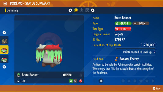 Pokemon Scarlet and Violet Brute Bonnet 6IV-EV Trained - Pokemon4Ever