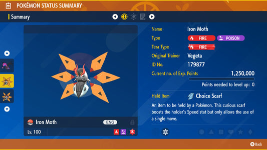 Pokemon Scarlet and Violet Iron Moth 6IV-EV Trained - Pokemon4Ever
