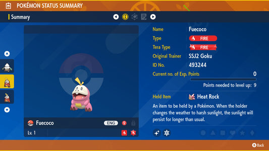 Pokemon Scarlet and Violet Marked Shiny Fuecoco 6IV-EV Trained - Pokemon4Ever