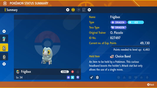 Pokemon Scarlet and Violet Marked Shiny Frigibax 6IV-EV Trained - Pokemon4Ever