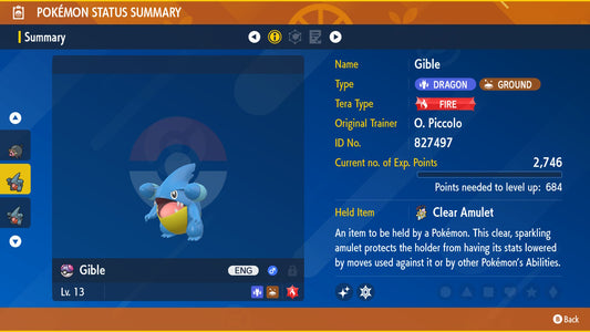 Pokemon Scarlet and Violet Marked Shiny Gible 6IV-EV Trained - Pokemon4Ever