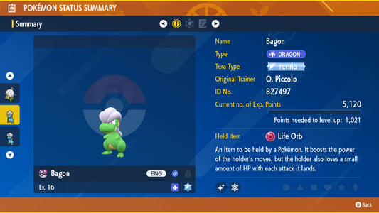 Pokemon Scarlet and Violet Marked Shiny Bagon 6IV-EV Trained - Pokemon4Ever