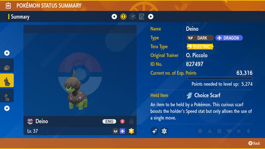 Pokemon Scarlet and Violet Marked Shiny Deino 6IV-EV Trained - Pokemon4Ever