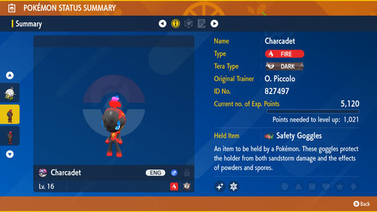 Pokemon Scarlet and Violet Marked Shiny Charcadet 6IV-EV Trained - Pokemon4Ever