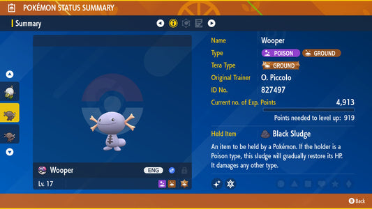 Pokemon Scarlet and Violet Marked Shiny Wooper 6IV-EV Trained - Pokemon4Ever