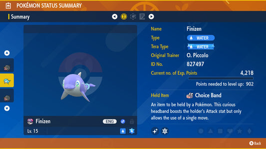 Pokemon Scarlet and Violet Marked Shiny Finizen 6IV-EV Trained - Pokemon4Ever