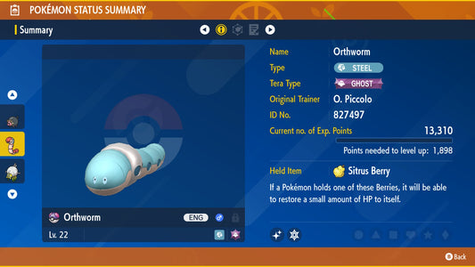 Pokemon Scarlet and Violet Marked Shiny Orthworm 6IV-EV Trained - Pokemon4Ever