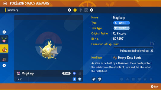 Pokemon Scarlet and Violet Marked Shiny Magikarp 6IV-EV Trained - Pokemon4Ever