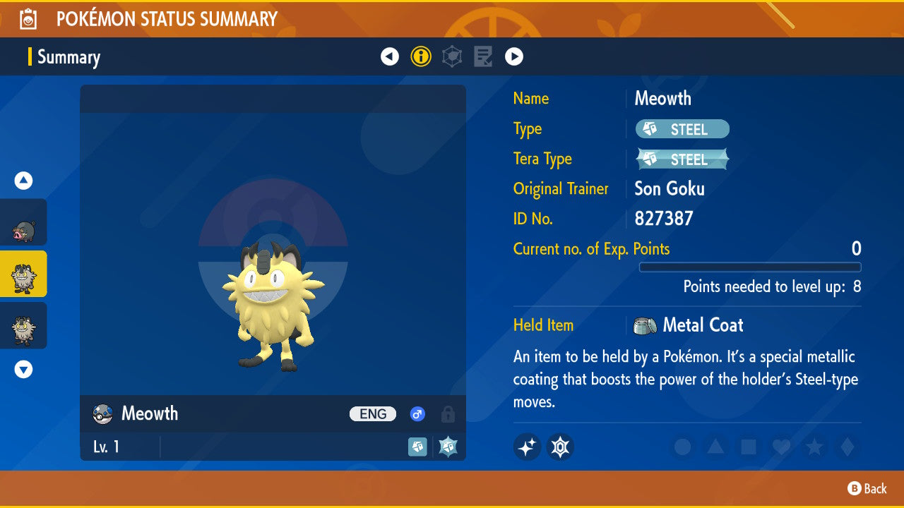 Pokemon Scarlet and Violet Galarian Meowth 6IV-EV Trained - Pokemon4Ever