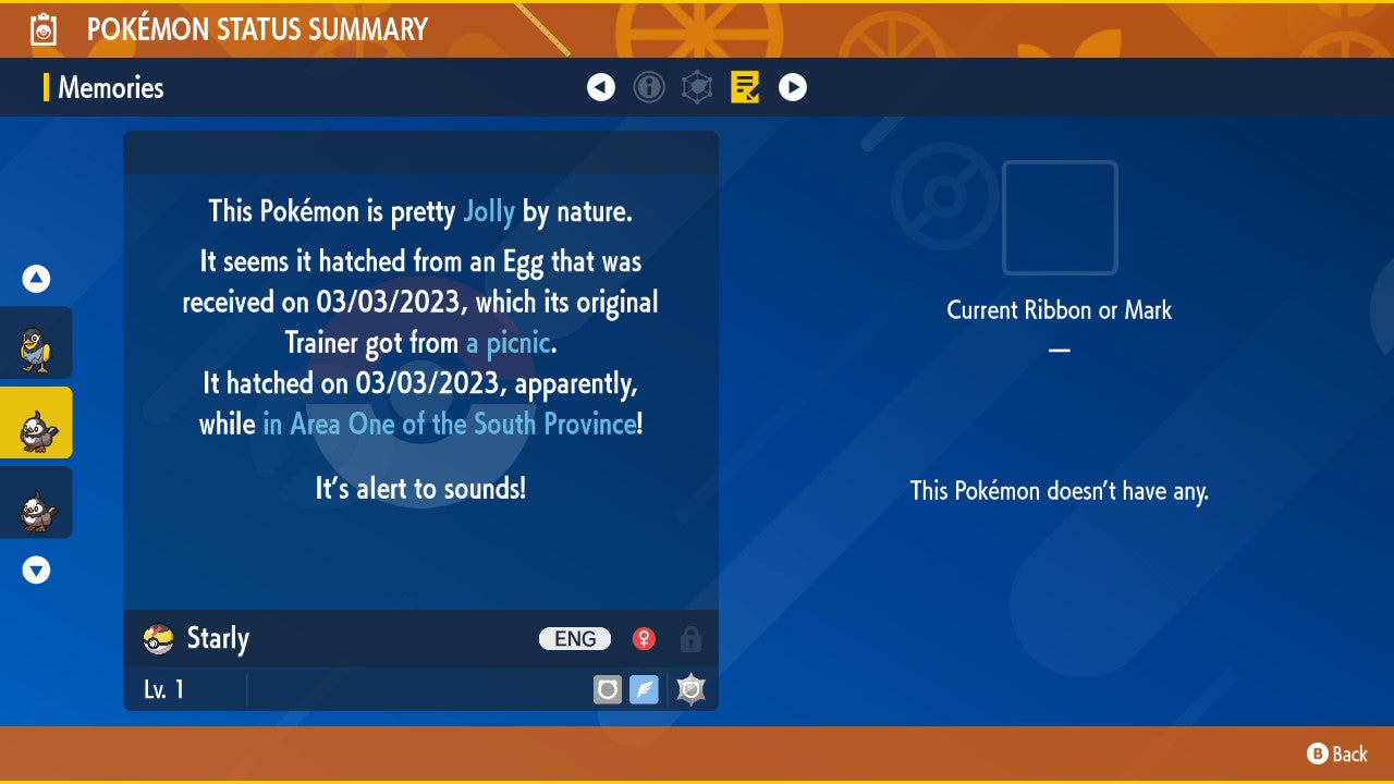 Pokemon Scarlet and Violet Shiny Starly 6IV-EV Trained - Pokemon4Ever