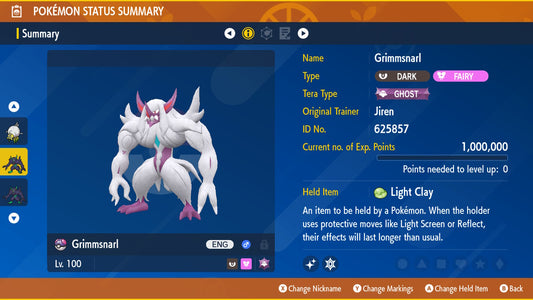 Pokemon Scarlet and Violet Marked Shiny Grimmsnarl 6IV-EV Trained - Pokemon4Ever