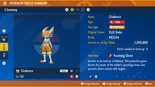 Pokemon Scarlet and Violet Marked Shiny Cinderace 6IV-EV Trained - Pokemon4Ever