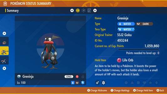 Pokemon Scarlet and Violet Marked Shiny Greninja 6IV-EV Trained - Pokemon4Ever