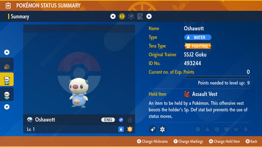 Pokemon Scarlet and Violet Marked Shiny Oshawott 6IV-EV Trained - Pokemon4Ever