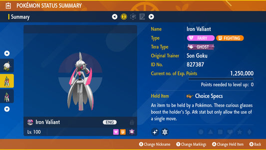 Pokemon Scarlet and Violet Marked Shiny Iron Valiant 6IV-EV Trained - Pokemon4Ever