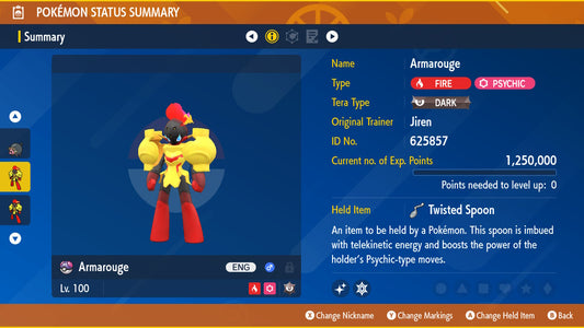 Pokemon Scarlet and Violet Marked Shiny Armarouge 6IV-EV Trained - Pokemon4Ever