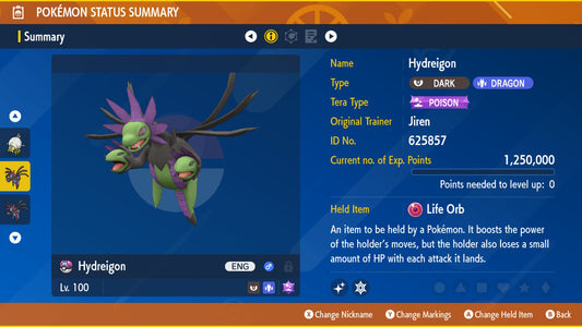 Pokemon Scarlet and Violet Marked Shiny Hydreigon 6IV-EV Trained - Pokemon4Ever