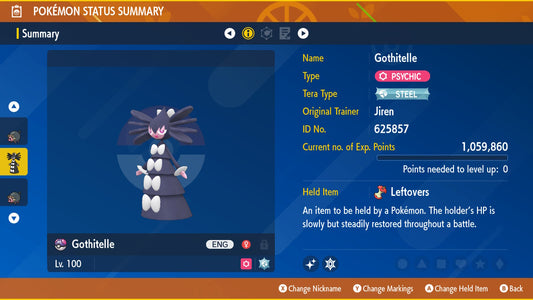 Pokemon Scarlet and Violet Marked Shiny Gothitelle 6IV-EV Trained - Pokemon4Ever