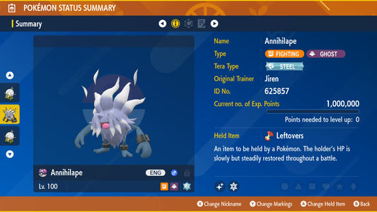 Pokemon Scarlet and Violet Marked Shiny Annihilape 6IV-EV Trained - Pokemon4Ever