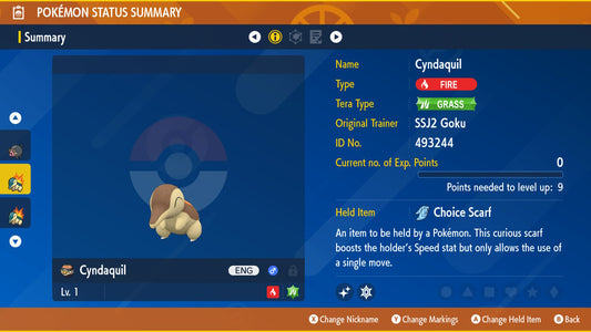 Pokemon Scarlet and Violet Marked Shiny Cyndaquil 6IV-EV Trained - Pokemon4Ever