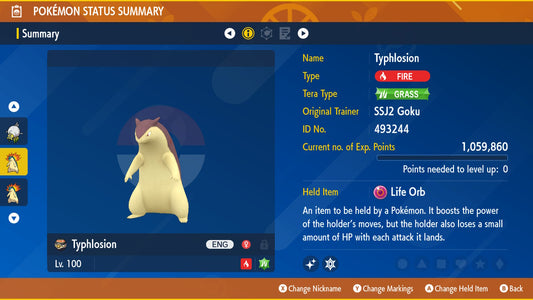 Pokemon Scarlet and Violet Marked Shiny Typhlosion 6IV-EV Trained - Pokemon4Ever