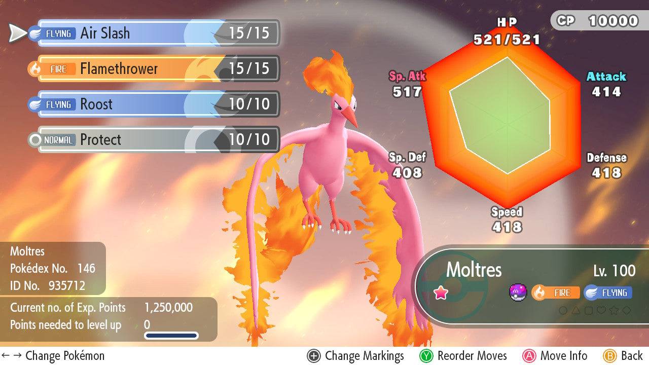 Pokemon Let's Go Shiny Moltres 6IV-AV Trained - Pokemon4Ever