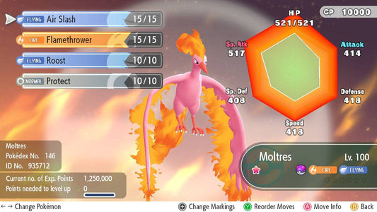 Pokemon Let's Go Shiny Moltres 6IV-AV Trained - Pokemon4Ever