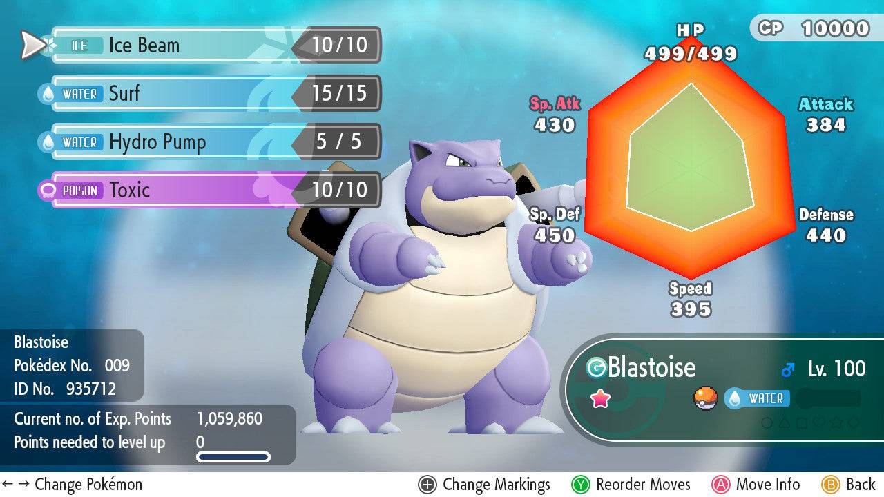Pokemon Let's Go Shiny Blastoise 6IV-AV Trained - Pokemon4Ever