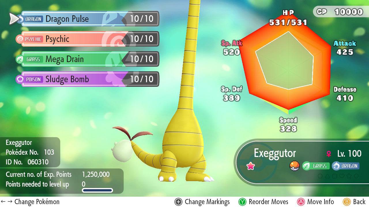 Pokemon Let's Go Shiny Alolan Exeggutor 6IV-AV Trained - Pokemon4Ever