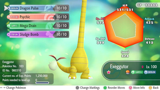 Pokemon Let's Go Shiny Alolan Exeggutor 6IV-AV Trained - Pokemon4Ever