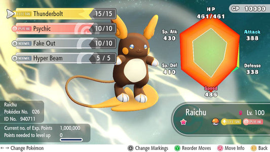 Pokemon Let's Go Shiny Alolan Raichu 6IV-AV Trained - Pokemon4Ever