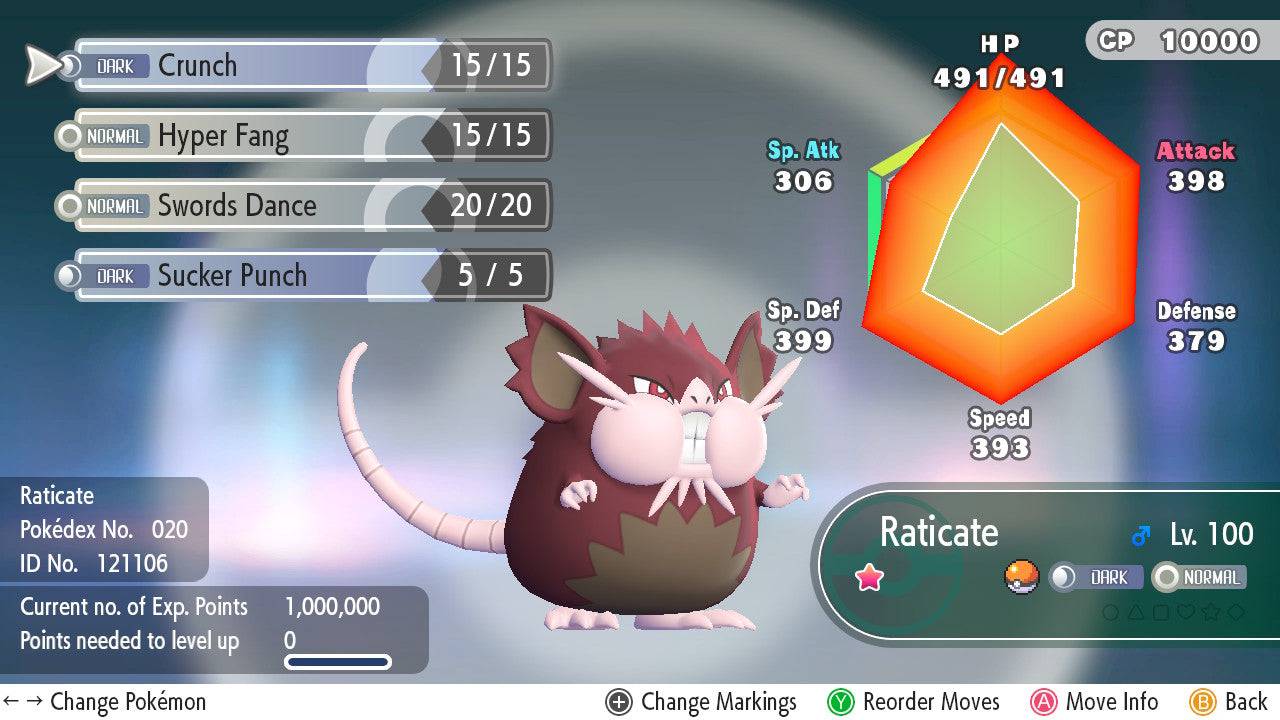 Pokemon Let's Go Shiny Alolan Raticate 6IV-AV Trained - Pokemon4Ever