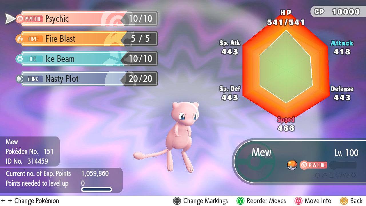 Pokemon Let's Go Pokeball Plus Mew 6IV-AV Trained - Pokemon4Ever