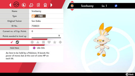 Pokemon Sword and Shield Shiny Scorbunny 6IV-EV Trained - Pokemon4Ever