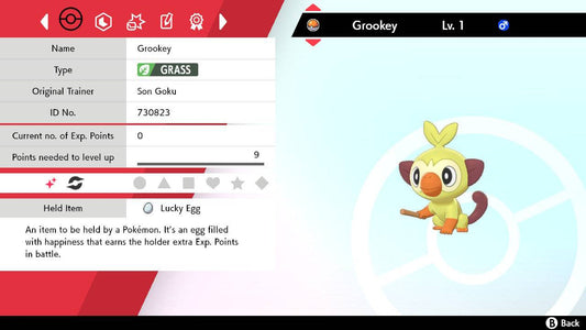 Pokemon Sword and Shield Shiny Grookey 6IV-EV Trained - Pokemon4Ever