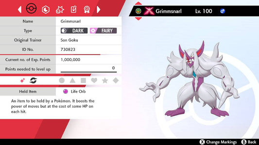 Pokemon Sword and Shield Shiny Gigantamax Grimmsnarl 6IV-EV Trained - Pokemon4Ever