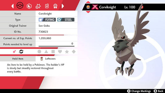Pokemon Sword and Shield Shiny Gigantamax Corviknight 6IV-EV Trained - Pokemon4Ever