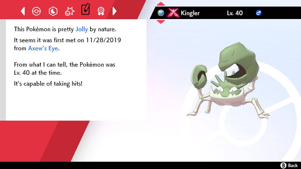 Pokemon Sword and Shield Shiny Gigantamax Kingler 6IV-EV Trained - Pokemon4Ever