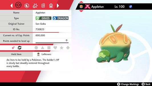 Pokemon Sword and Shield Shiny Gigantamax Appletun 6IV-EV Trained - Pokemon4Ever