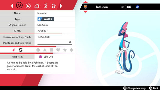 Pokemon Sword and Shield Ultra Shiny Inteleon 6IV-EV Trained - Pokemon4Ever