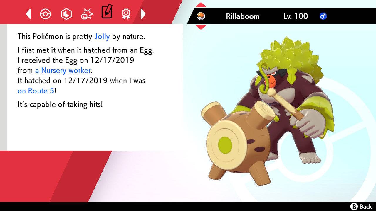 Pokemon Sword and Shield Ultra Shiny Rillaboom 6IV-EV Trained - Pokemon4Ever