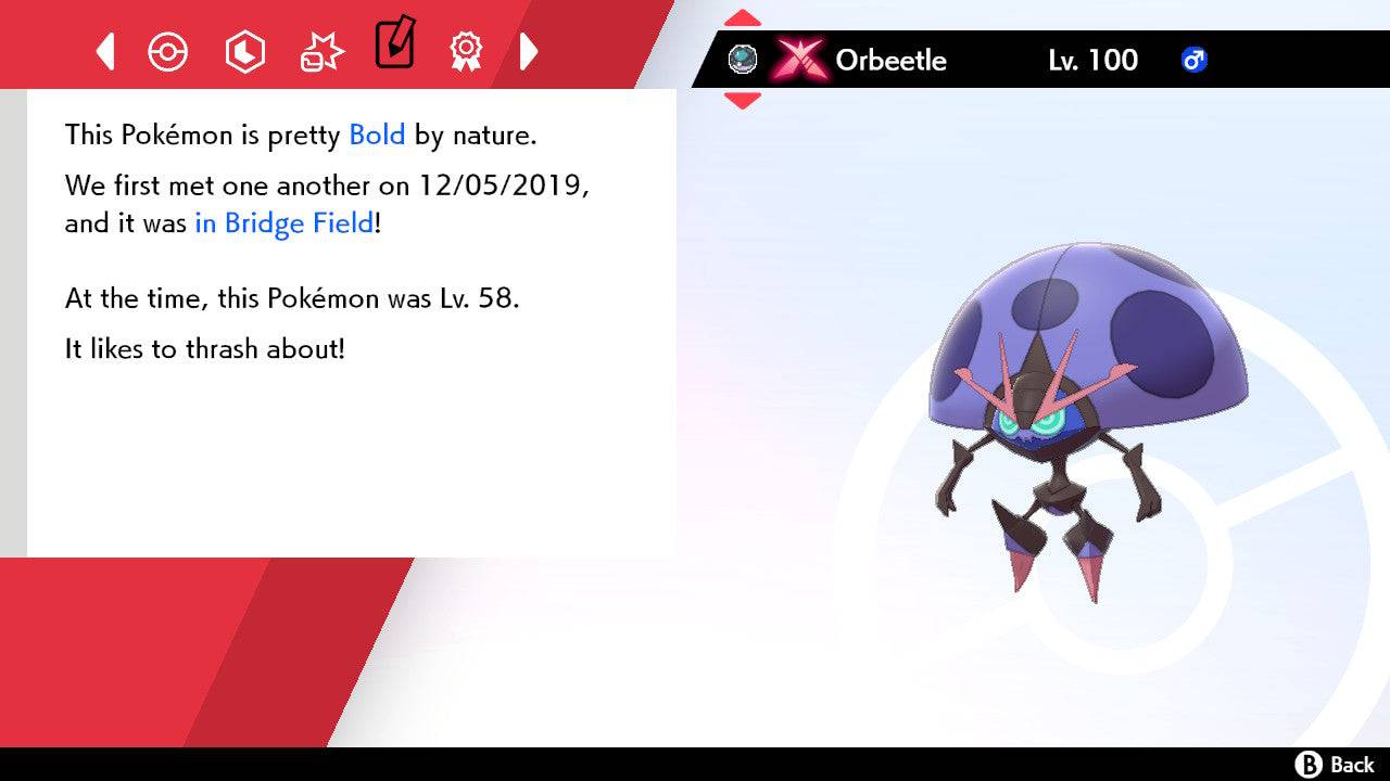 Pokemon Sword and Shield Shiny Gigantamax Orbeetle 6IV-EV Trained - Pokemon4Ever