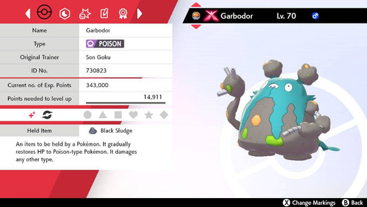 Pokemon Sword and Shield Shiny Gigantamax Garbodor 6IV-EV Trained - Pokemon4Ever