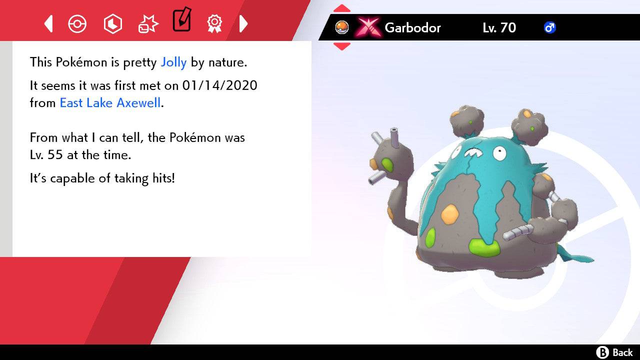 Pokemon Sword and Shield Shiny Gigantamax Garbodor 6IV-EV Trained - Pokemon4Ever