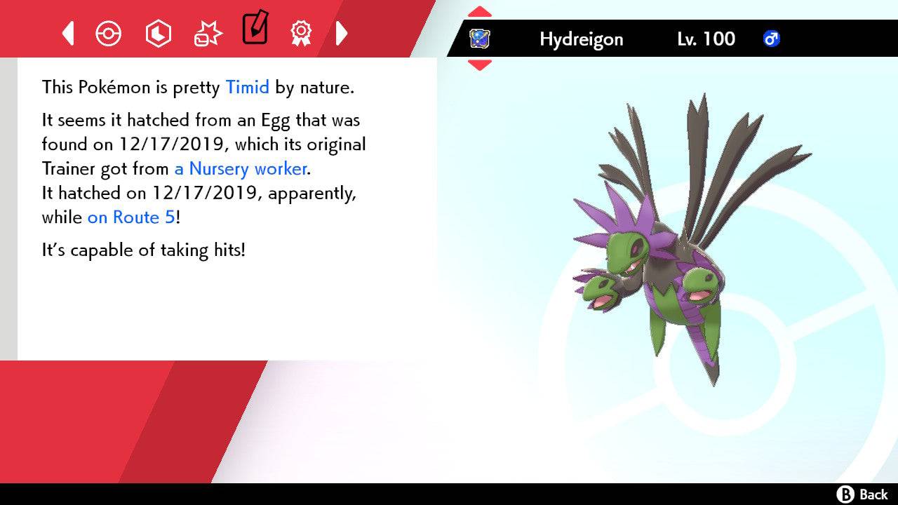 Pokemon Sword and Shield Shiny Hydreigon 6IV-EV Trained - Pokemon4Ever