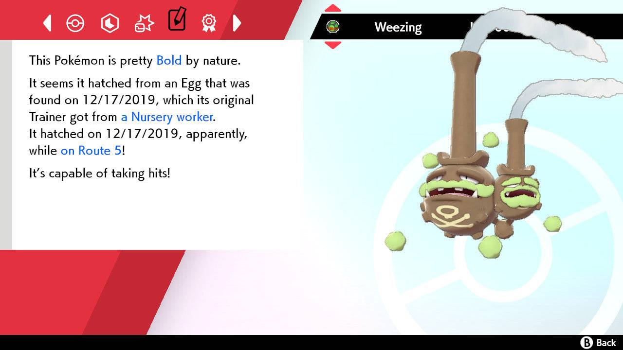 Pokemon Sword and Shield Shiny Galarian Weezing 6IV-EV Trained - Pokemon4Ever