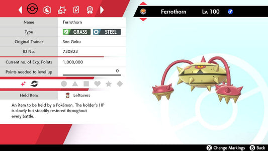 Pokemon Sword and Shield Shiny Ferrothorn 6IV-EV Trained - Pokemon4Ever